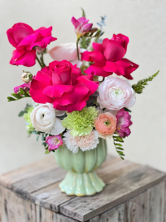 💖 Composizione "Zia Rosa" (Vaso in ceramica incluso)