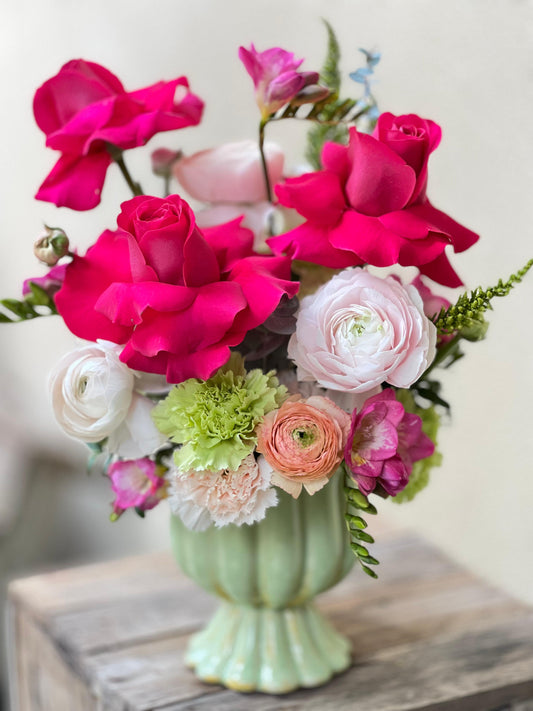 💖 Composizione "Zia Rosa" (Vaso in ceramica incluso)