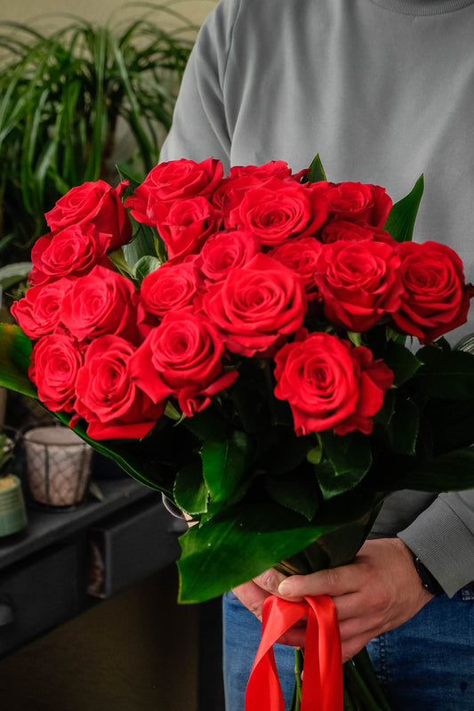 Fascio di Rose Rosse gambo lungo mezza dozzina - I fiori di Paesaggi